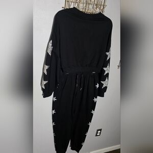 Glamorous Black Joggers with Silver Star Accents